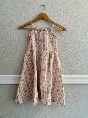 Caramel Kids Linen Dress Size 8 Ruffle Strap Printed Summer Dress